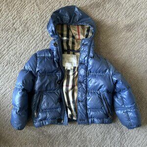Authentic Burberry Toddler Mallard Down Puffer Parka Jacket Coat, packable hood